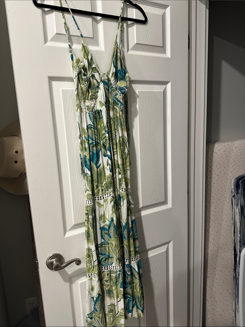 Angie Green & Blue Floral Spaghetti-Strap Jumpsuit